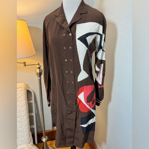 Akris Masonite Print Mulberry Silk Long Tunic Blouse / Mini dress - Picture 3 of 7